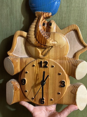 Handmade wooden children's wall clock new, analog