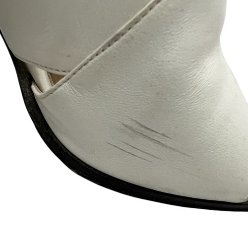 YSL - Yves Saint Laurent white leather mid heels used, size 37.5