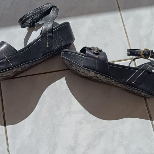 Timberland sandals size 38.5 used, black leather, 5cm heel
