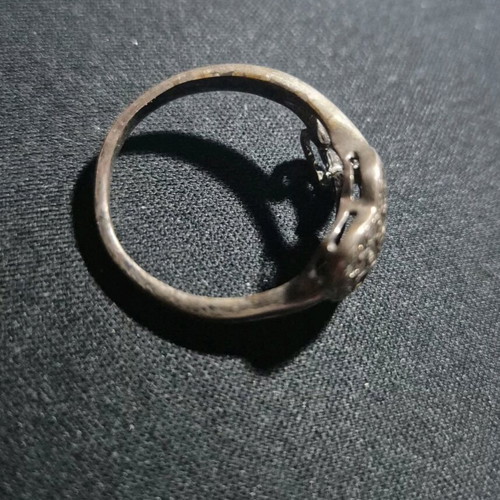 Silver 925 Iris ring with double heart and zircon, like new, size 19