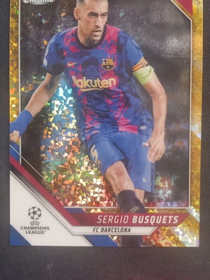Sergio Busquets 50 Topps Chrome Golden Refractor κάρτα σαν καινούργιο