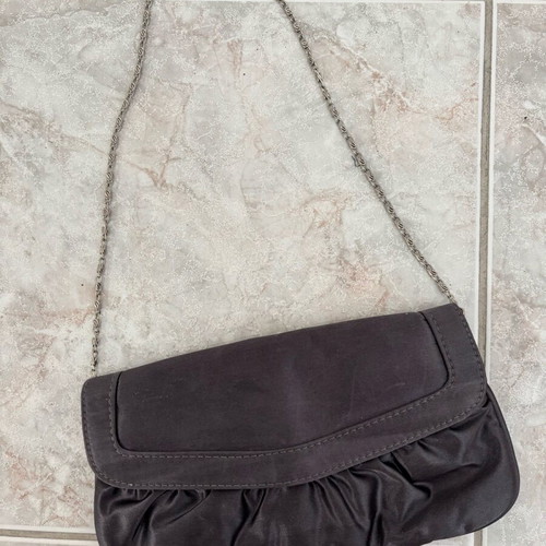 Accessorize Grey Satin Clutch Bag Shoulder like new with chain