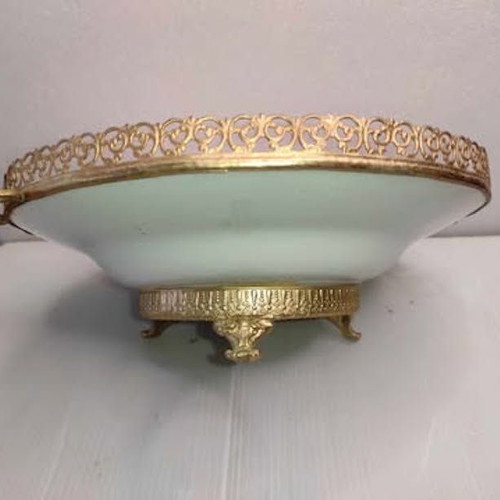 Porcelain plate Swiss landscape like new with metal frame