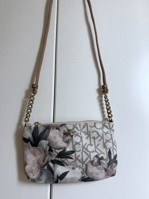 Crossbody bag new beige pink floral with gold details