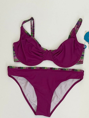 Σετ μαγιό Luna καινούργιο για βαρύ στήθος 75Ε με Medium μωβ