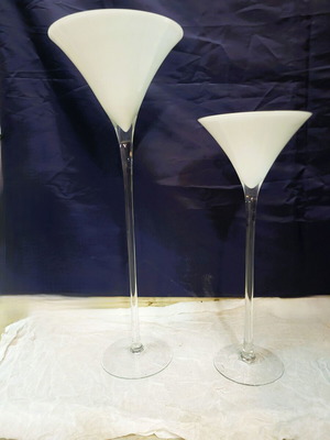 Decorative glass vases Martini set like new, heights 70cm & 90cm