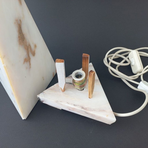 Alabaster pyramid table lamp used