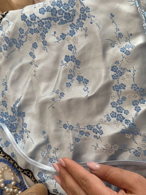 Chinese Silk Satin Top like new, blue color