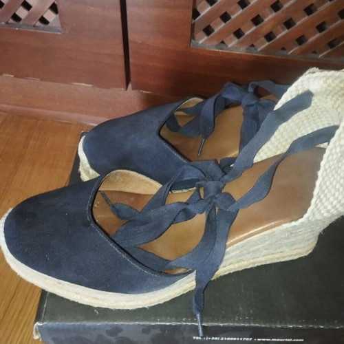 Viguera Blue Suede Espadrille Platform Sandals Size 39 Like New