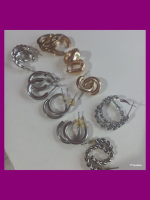 Earrings hoops like new, 9 pairs gold and silver