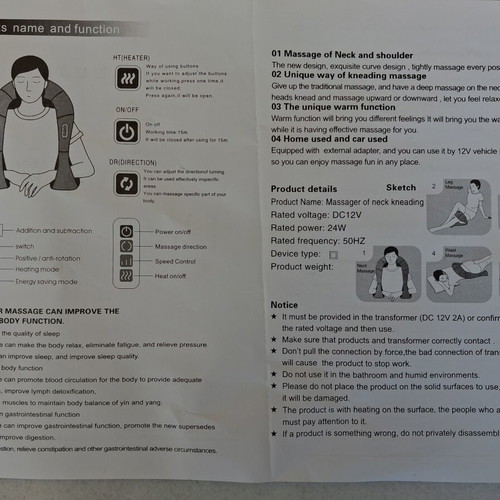Neck Massage Device like new with heating for home and car