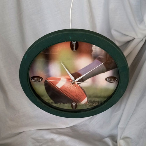 Wooden American Football Wall Clock 29cm like new, quartz