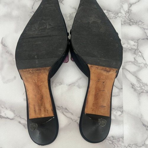 Byblos vintage women's sandals black satin leather size 40 used