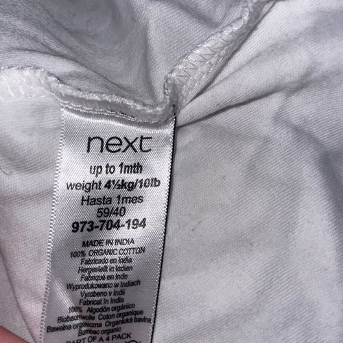 Next baby rompers like new, up to 1 month, all together