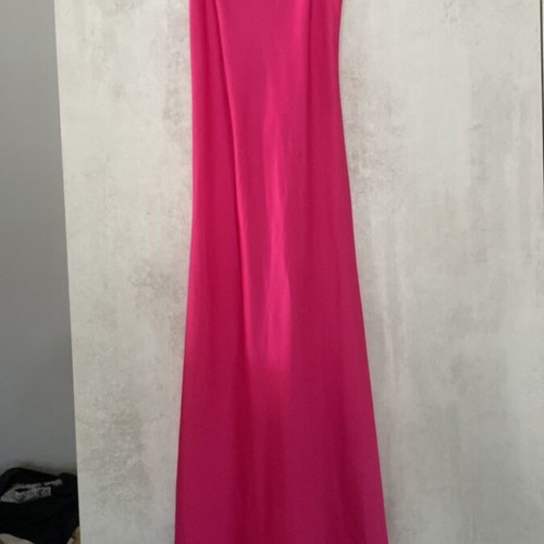 Maxi summer dress satin fuchsia one size like new