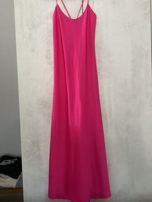 Maxi summer dress satin fuchsia one size like new