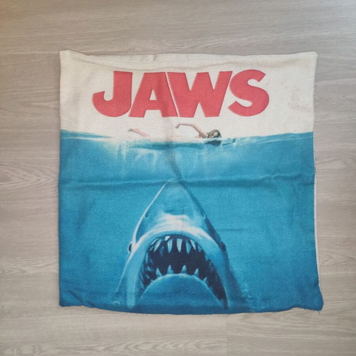 Jaws pillowcase 45x45 cm retro shark print, used