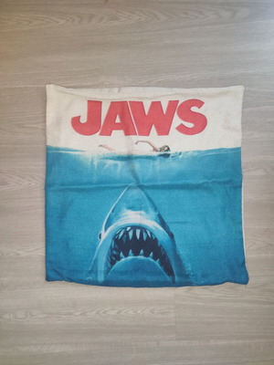Jaws pillowcase 45x45 cm retro shark print, used