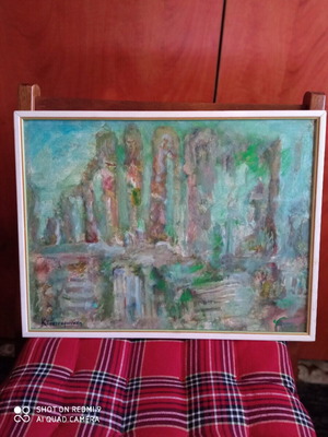 Painting by Aikaterini Tsatsaronaki oil on cardboard like new