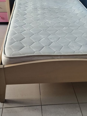 Teen bedroom set with bed, mattress, dresser and mirror