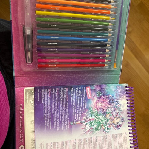 Nebulous Stars painting block with 20 images, 15 watercolor pencils and brush pen