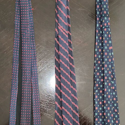 Set of 3 Men's Ties Dark Blue with Red and Multicolor Details like new