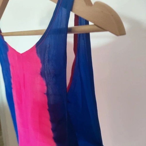 Sandro silk blouse pink and blue size S new