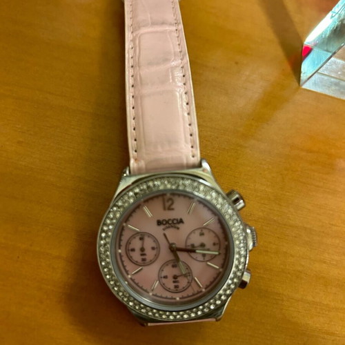 Boccia Damen Titanium Pink 3370‑03 watch like new with chronograph and pink dial