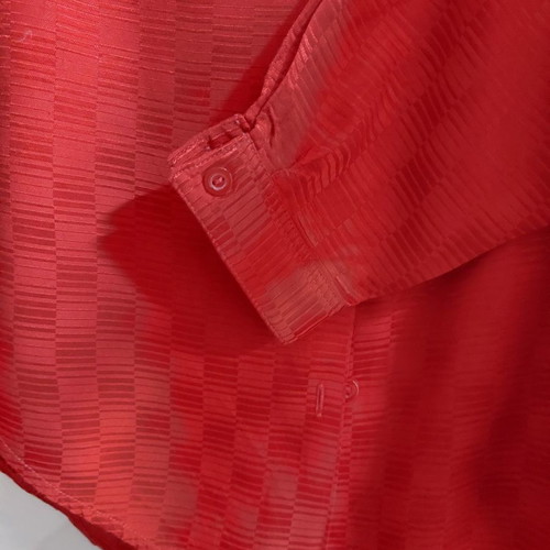 Red satin shirt with checkered cube patterns, size M, used