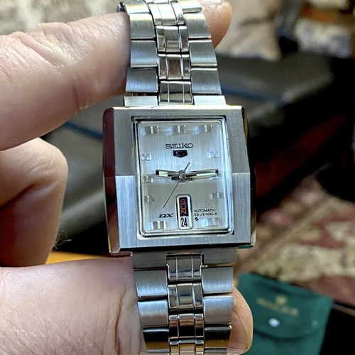 Seiko 5 DX men's watch new, steel, with briolette sapphire