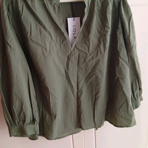 Lola blouse new, 100% cotton, size L, khaki