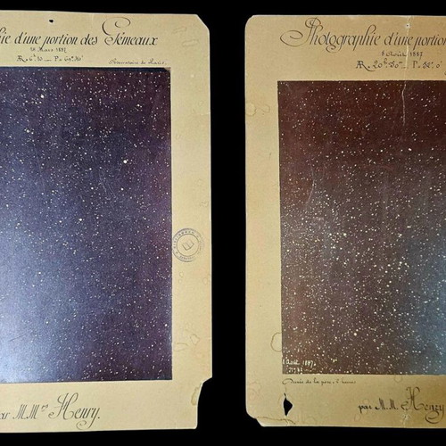 Set of 2 authentic 1887 astrophotographs from Paris Observatory like new