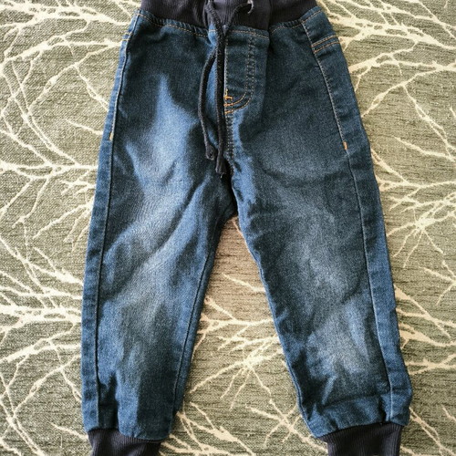 Baby denim pants like new with elastic waist and drawstrings