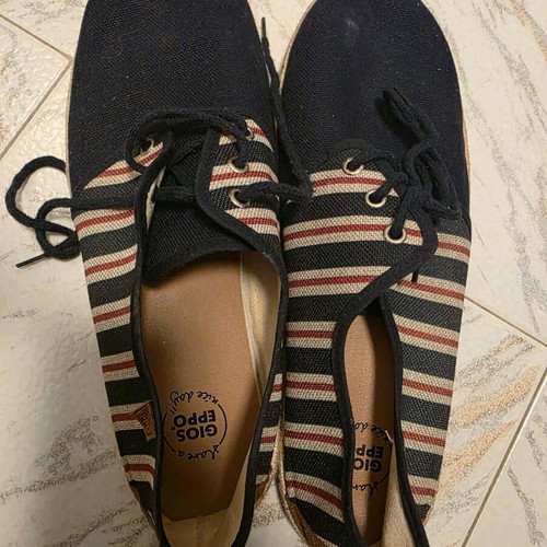 Gios Eppo fabric espadrilles like new, blue striped, size 45