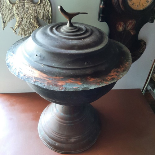 Prewar copper mangali with brass handles used