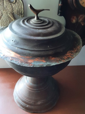 Prewar copper mangali with brass handles used