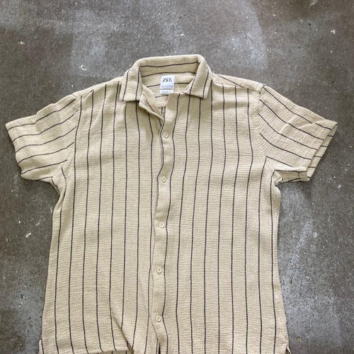 Zara shirt L, beige with black stripes