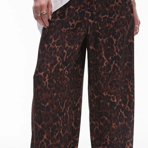 Topshop Leopard Print Satin Straight Leg Pants like new, XS