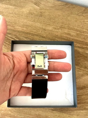 D&G Dolce & Gabbana Time digital watch stainless steel case black strap like new