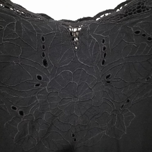Vintage women's black blouse with embroidery used