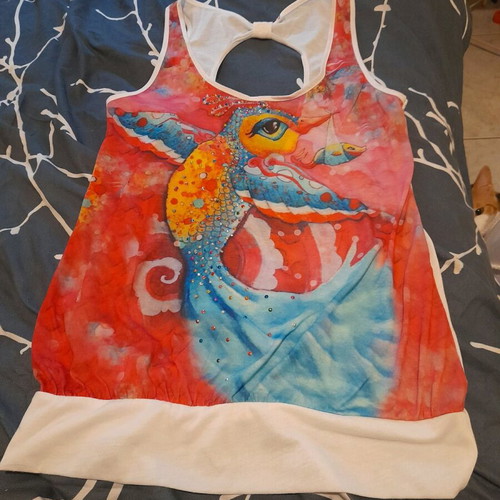 Summer women's blouse like new, white multicolor, size M