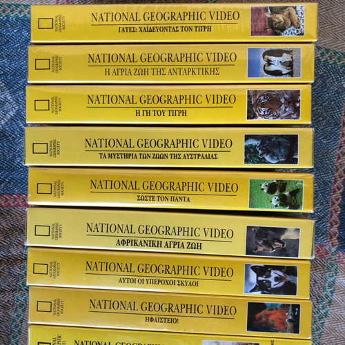 National Geographic video cassettes new, pack of 9 from 1980s