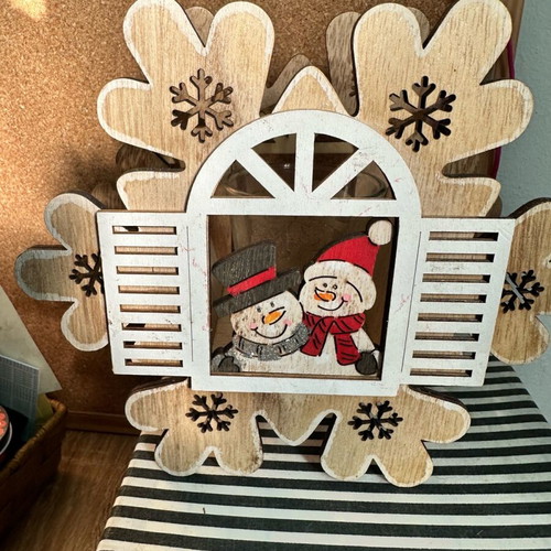 Christmas wooden decorative candle holder for tealight used