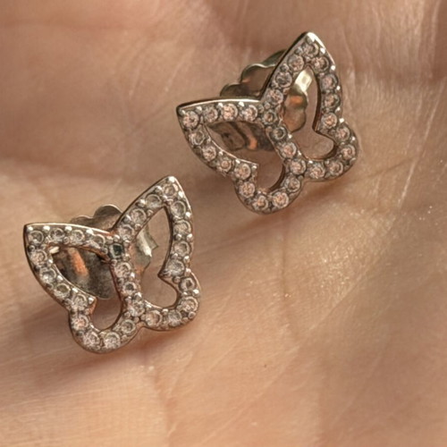 Silver stud butterfly earrings 925