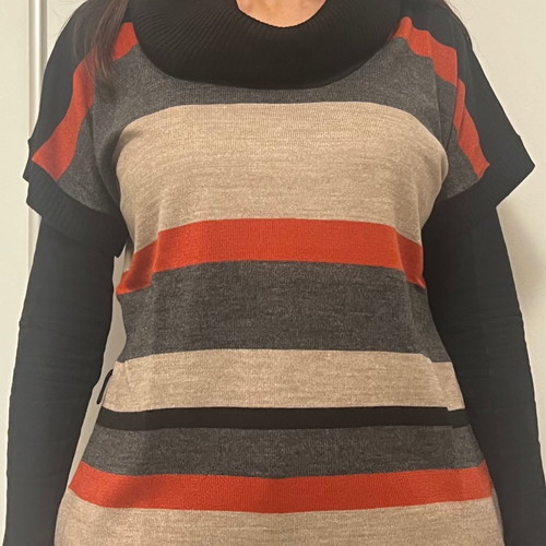 Canda (C&A) sweater used, short-sleeve with wide collar multicolor