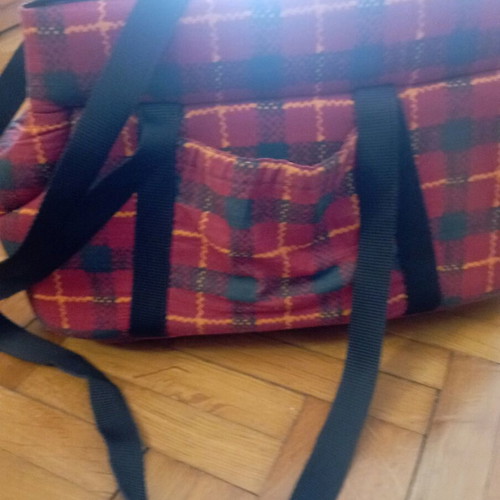 Dog carrier bag used, cotton with zipper
