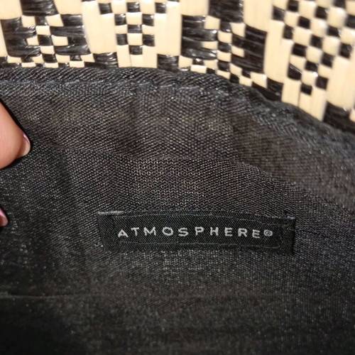 Atmosphere envelope bag used, straw type, beige-black