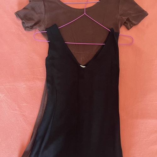 Ishtar Fashiontales mini dresses used, brown skater & black sleeveless V