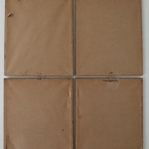 Handmade paintings on dried Peepal leaves set of 4, used