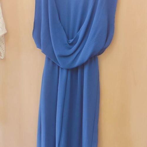 Blue electric one-piece jumpsuit, formal, open back